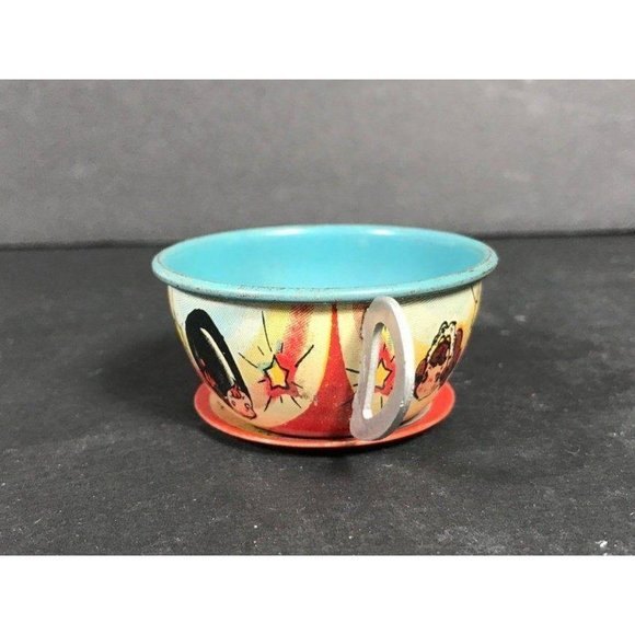Vintage Ohio Art toy Tin lithograph tea cup saucer - Picture 8 of 10